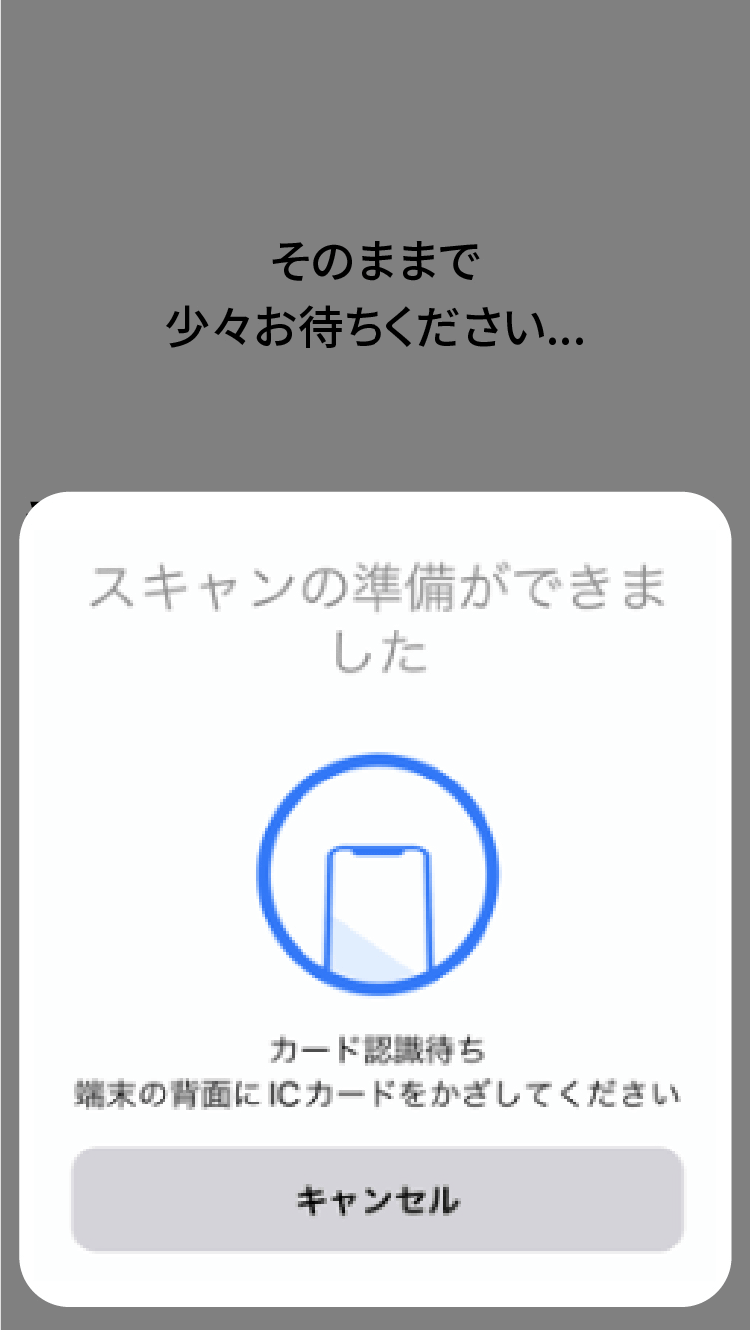 hanicaカード読み込み画面
